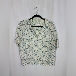 Mermaid print summer button up blouse